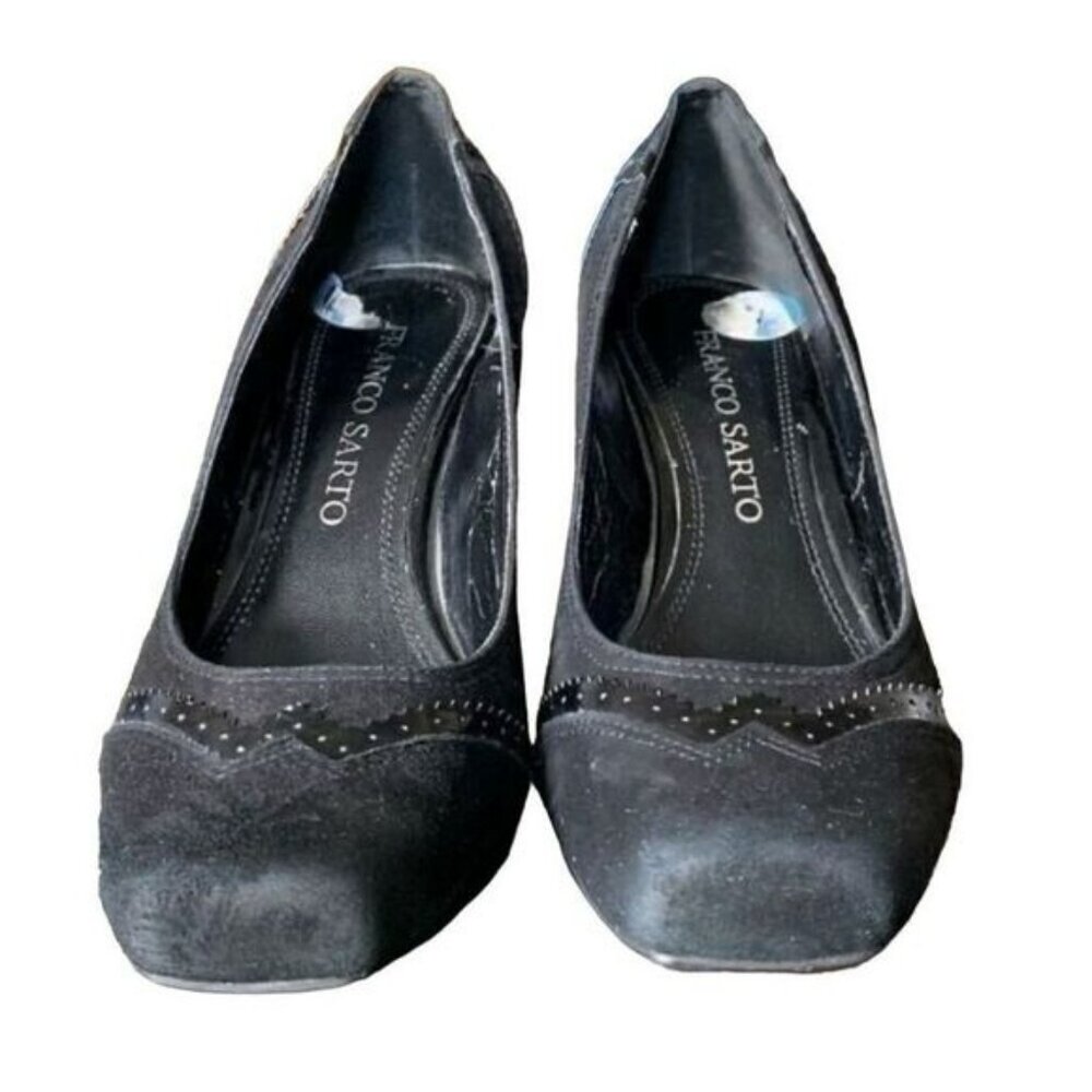 Franco Sarto Black Suede Pumps Size 6.5